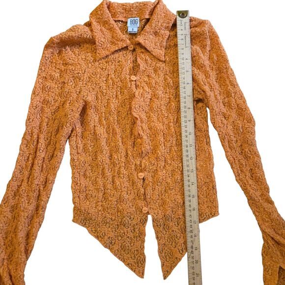 BDG Urban Outfitters Lace Crop Top Small Orange Fairy Grunge Stretchy - Picture 6 of 6